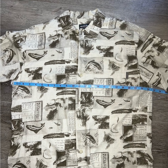 Woolrich Men's Fishing Print Button Down Shirt Size Medium - Picture 4 of 8